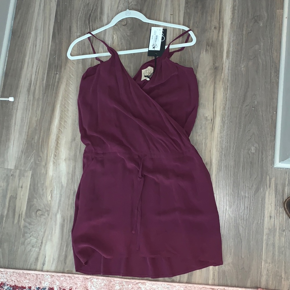 MAROON CROSS DRAW STRING DRESSS